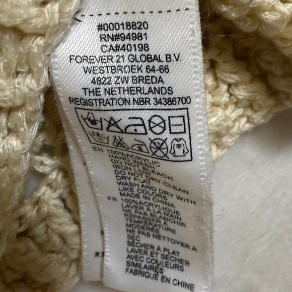 Y2K Forever 21 M Beige Crochet Top Boho Cottage Coastal Grandma Summer Beach - Picture 8 of 8